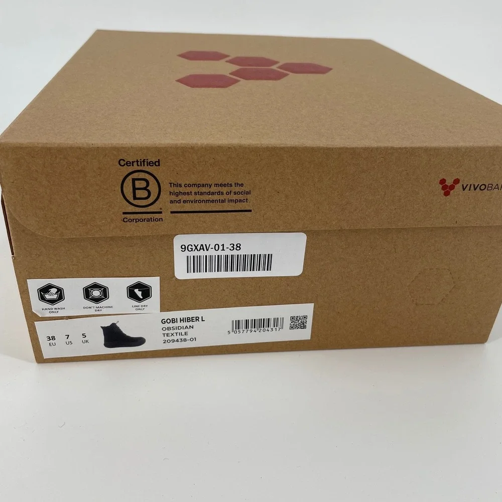 Vivobarefoot Gobi Hiber Winter Boot PrimaLoft Insulated Obsidian Black 38 NIB